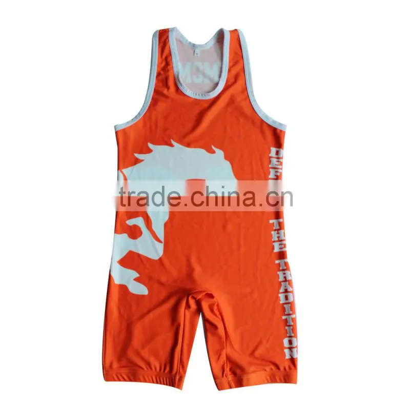 Custom t-back polyester spandex infant wrestling singlet