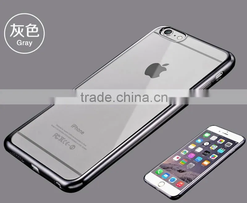 Wholesale hot selling mobile phone cover for iphone 6,electroplated transparent TPU mobile Phone cover For iphone 6