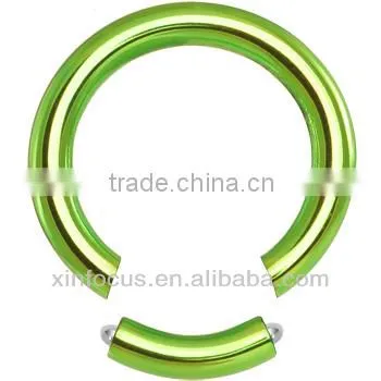 10 Gauge Green Anodized Titanium Segment Ring _ BCR _Body JewelryD Rainbow