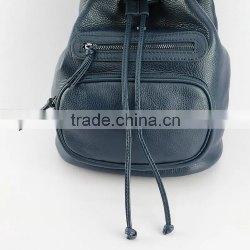 Wholesale trendy ladies small size soft leather drawstring backpack