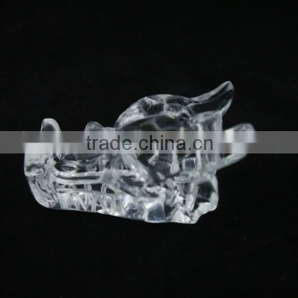 Natural Stone Clear Crystal Dragon Skull
