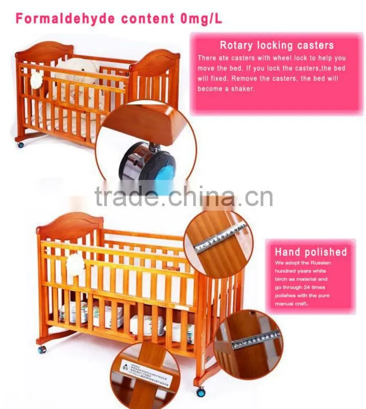 2015 best quality Wooden baby bed