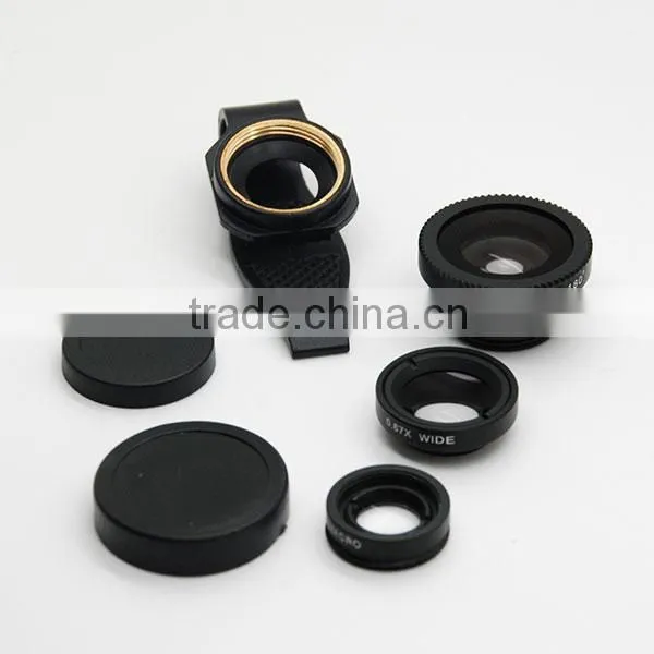 optics 3 in 1 lens kit 0.67x wide angle +macro +fisheye lens for iphone6 camera lens for smartphone