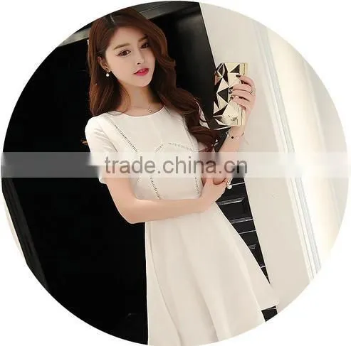 2016 Wholesale White Cotton Dress High-End Elegant Style
