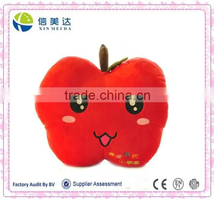 plush apple shape cushion,travel car pillow in promotion