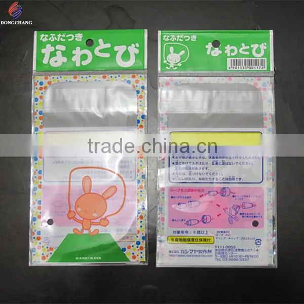 Custom printed resealable self seal opp packing bag with hanging hole header