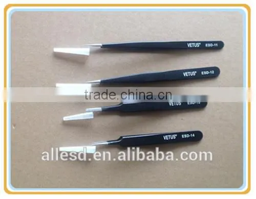 Black Cleanroom Antistatic Stainless Steel Tweezer