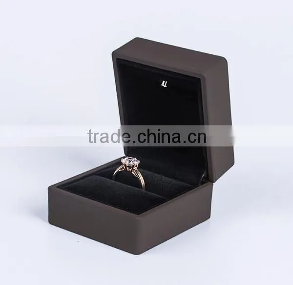 luxury stock brown led light jewelry ring box for proposal
