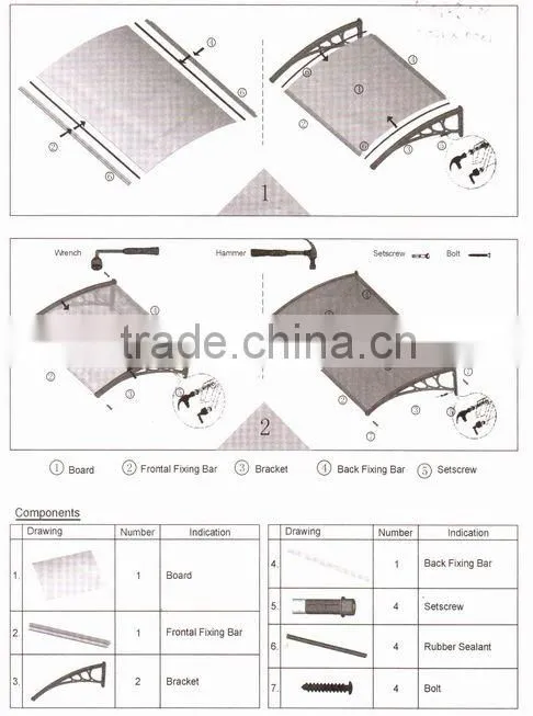 polycarbonate awning bracket