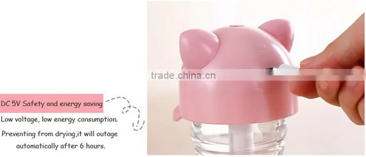 Home office travel usb portable cartoon bottle led light humidifier/essential oil diffuser for aromatherapy