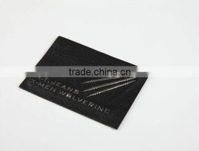 2015 new fashion jeans pu leather patch custom embossed leather patch