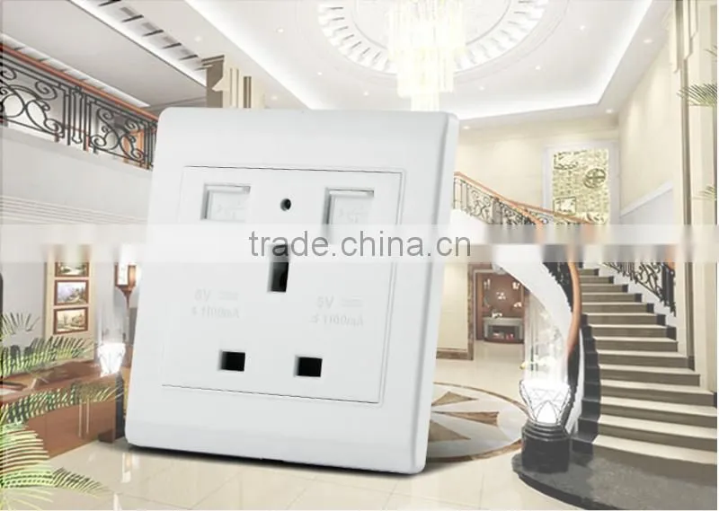 Free Sample UK Standard Double USB Charge Socket USB Outlet Port