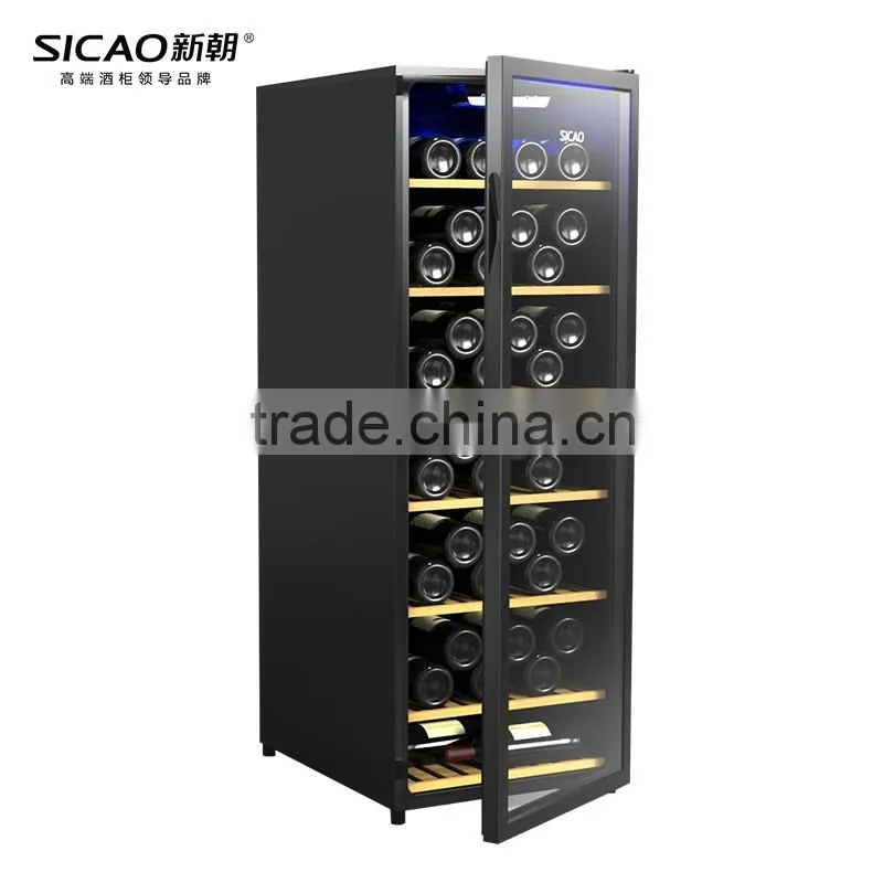 SICAO New Compressor Wine Cellar Cooler double layer glass door Wine Refrigerators with AC100~240V