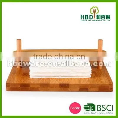 BSCI factory top grade bamboo wood tissue holder, napkin holder wholesale