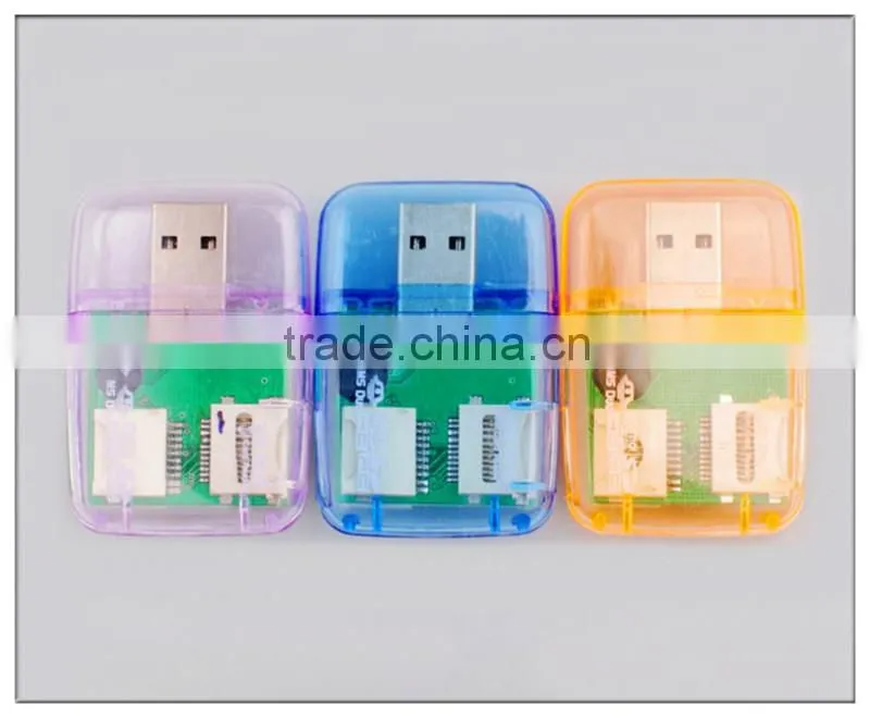 wireless smart card reader 4 slots plastic pen drive card reader(OS-CR101)