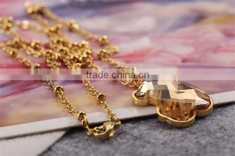 Champagne !Charming ! Fashion design ! latest gold chain big stone bear necklace