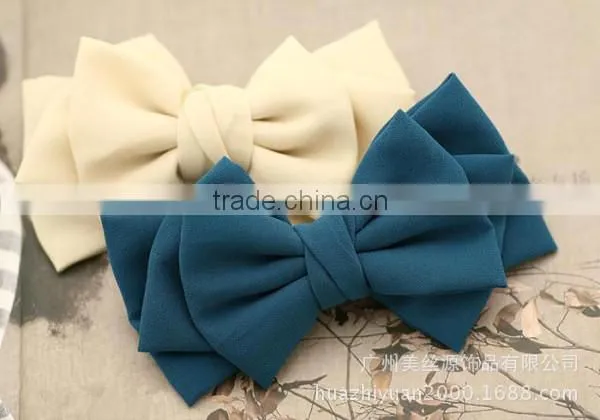 5 inch women double ribbon bow gilrs hair clip satin ribbon bow girl's hairpins headwear accessories