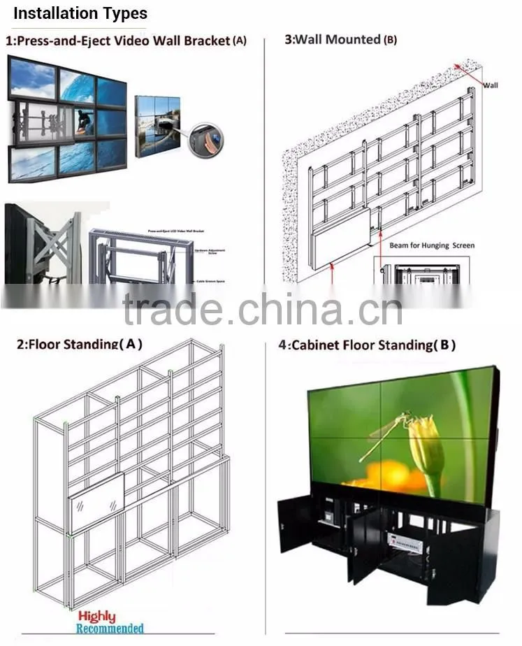 55 inch did samsung original lcd video wall 3.9mm bezel hdmi splitter 3840 x 2160 with global guarantee
