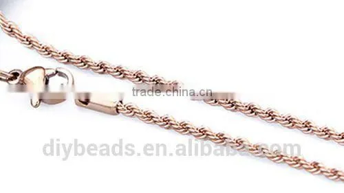 1.9x500mm 18k rose gold plated stainless steel necklace chain