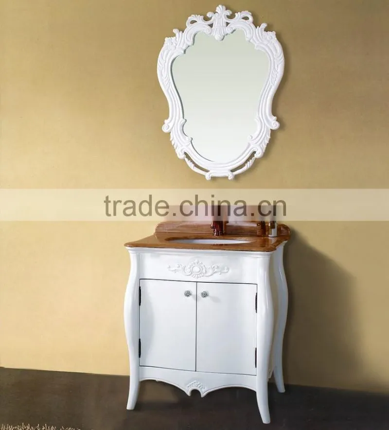 WTS-1466 Vintage Bathroom Design Luxury wood Bathroom Furniture in white
