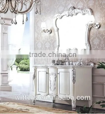 Double sink luxury simple style wood bathroom cabinet WTS352