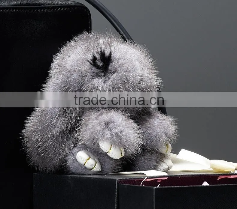 adorable rabbit fur bag charm