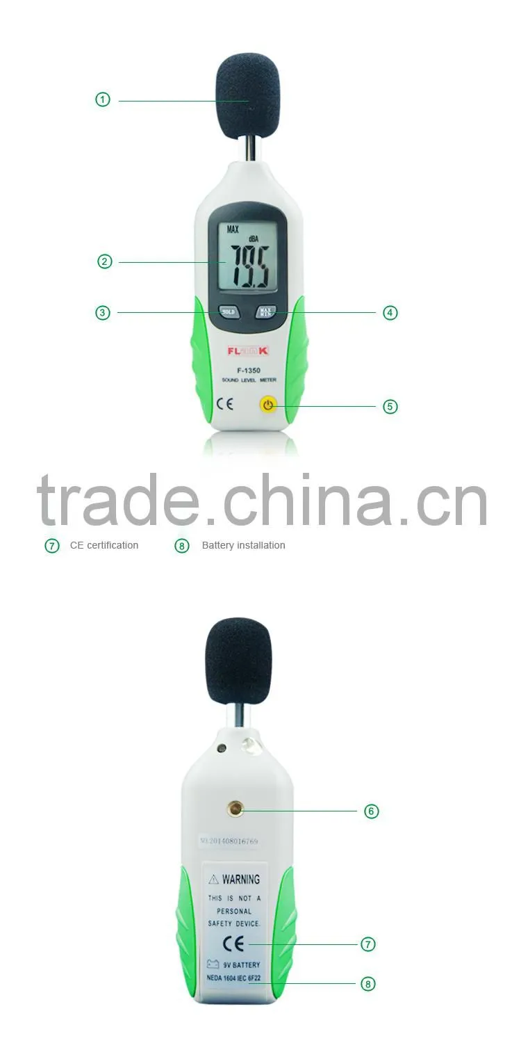 F-1350 Decibel Meter Digital LCD Display 40-130dB Sound Level Meter With Alarm