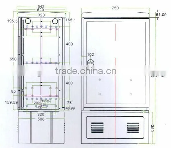 576 Core Double Sided(1450x750x540) SMC Cable telecom cabinet