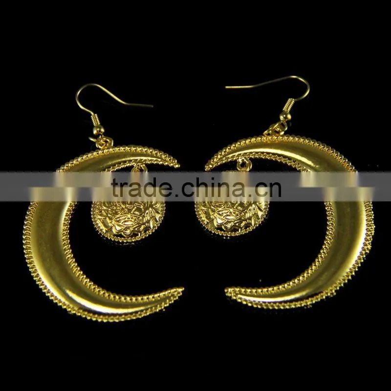 2012/fashion/hot sale/popular/round/quality-first/moon/imitation gold plating earrings