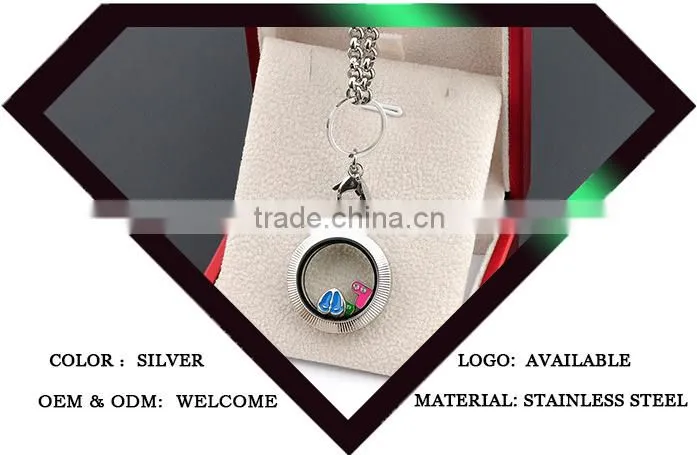 Lastest design stainless steel glass locket floating charm locket