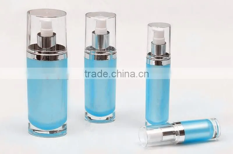 Beautiful blue color cosmetic lotion bottle
