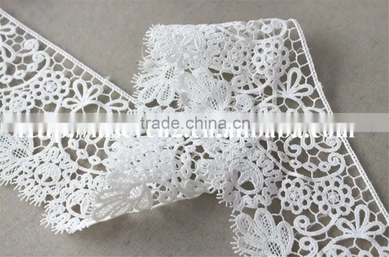 good price lace in 7.5cm wide embroidery polyester lace trim eyelash in white lace trim