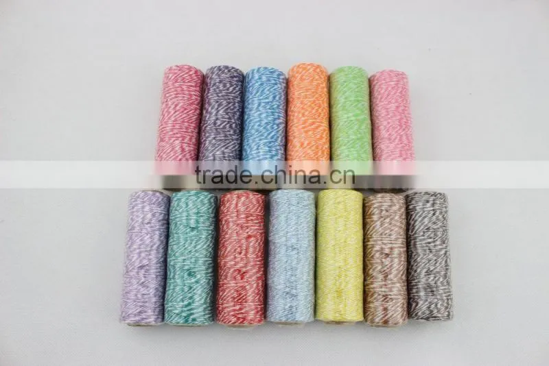 1mm*110yds double colored twisted baker cotton twine for gift packing cooking party wedding decorating and DIY