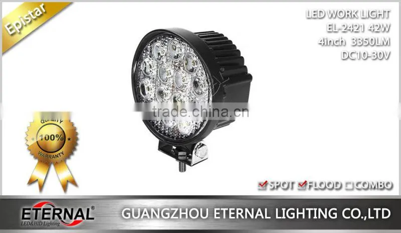 42W 4in round truck tractor excavator crane truck motorcycle ATV UTV high power spotlight led working lamp