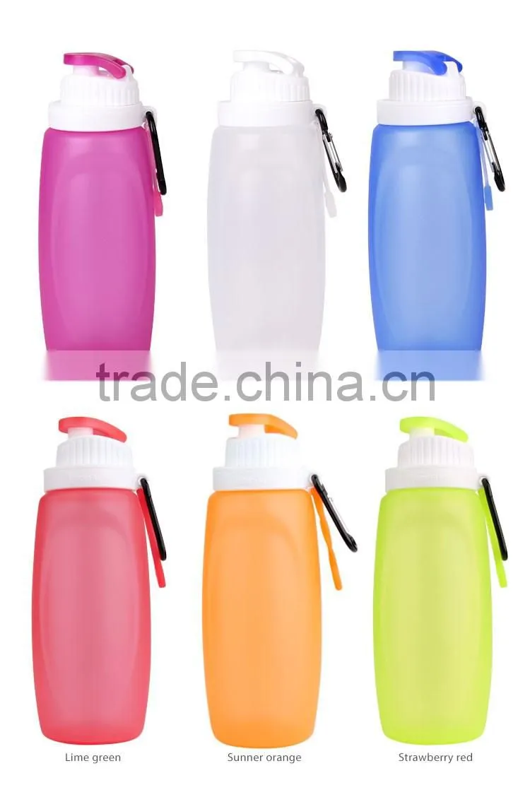 100% bpa free reusable drink containers Collasipble silicone kids water bottles