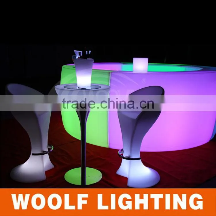 modern illuminated RGB high table LED round cocktail table