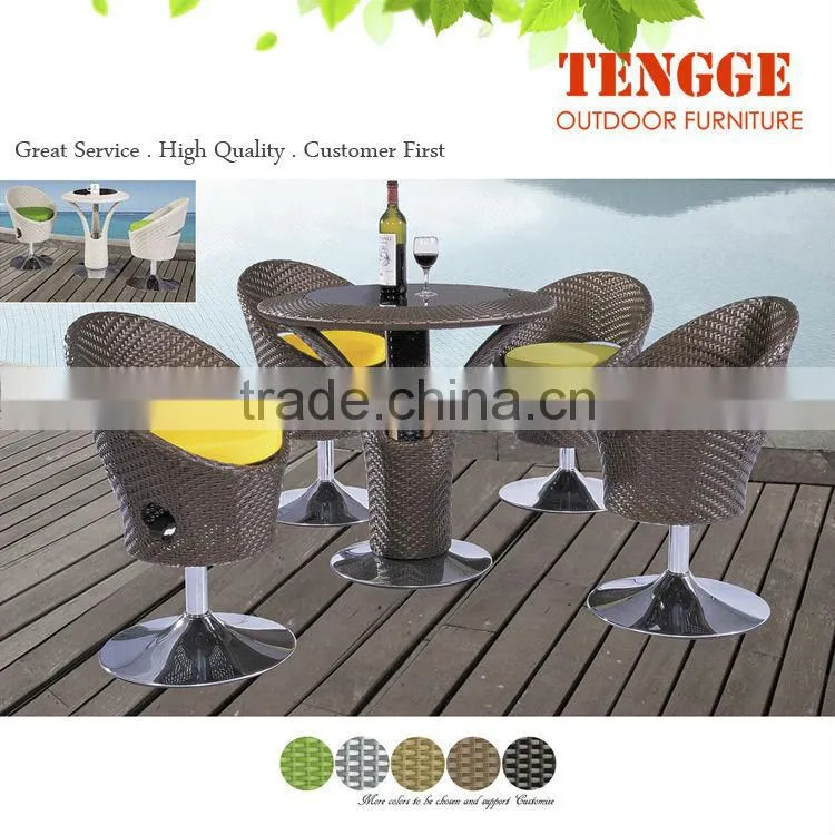 Flat rattan wicker bar table and chair patio bar set