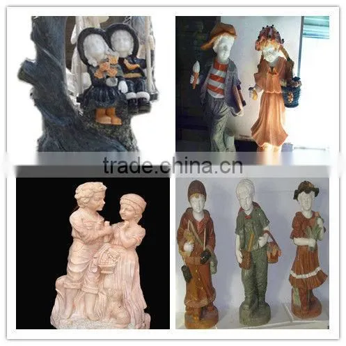 Decotative White Marble Boy Statue Musical Theme Marble Statue