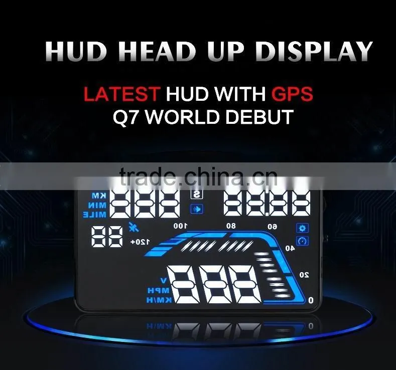 5.5'' GPS Universal Car HUD Head Up Display Car Alarm System Speed Warning With Campass