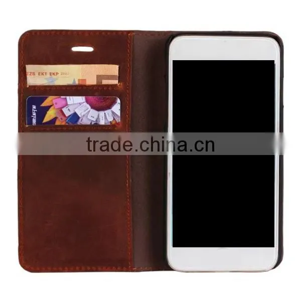 Luxury Retro Genuine Cow Leather Wallet Mobile Phone Case With Card Slot For iPhone 6 6Plus