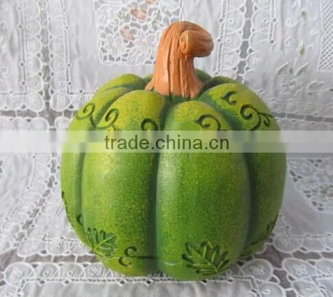 Custom hand carved creative green pumpkin halloween item in stock