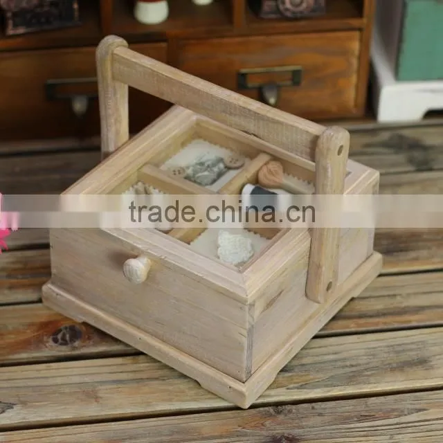 Rural style wooden sewing box