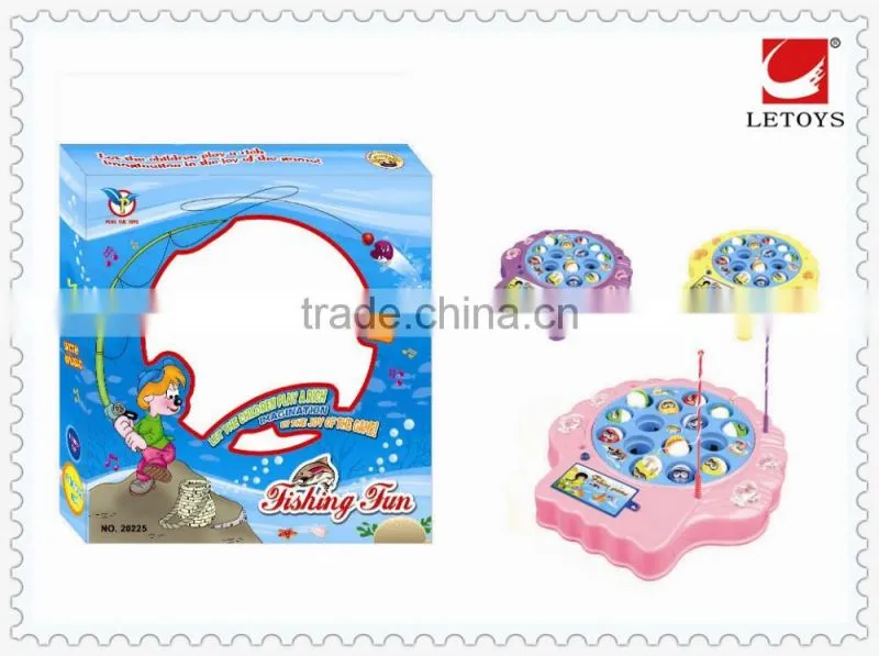 plastic B/O musical fishing game with 15 small fish for kids