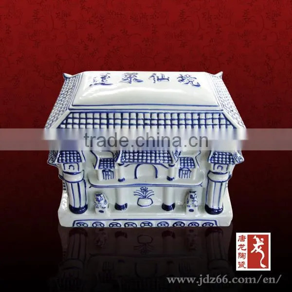 Rectangle style oddiyana glazed gold crane ceramic wholesale urns in sale made in China
