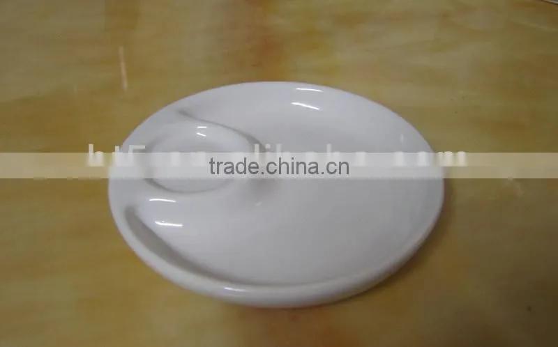 two section round divided ceramic gold plate