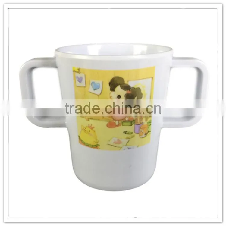 Insulated BPA free chia factory kids safe biodegradable plastic cup 320ml with 2 handle