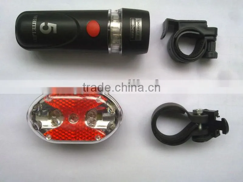 Multi-functional 5 super bright white led bike light set