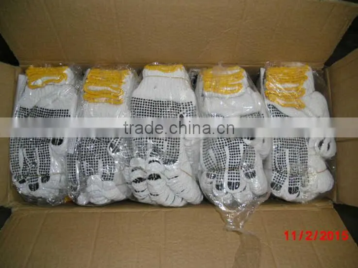 DDsafety Blue Cotton Polyester Work Gloves Wth Blue PVC Dots Both Sides