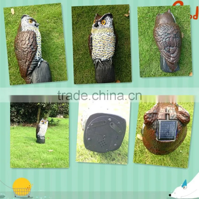 popular Hoot Solar scarecrow PE Detective water proof detterent Garden solar powered bird scare electronic plastic sonsor owl