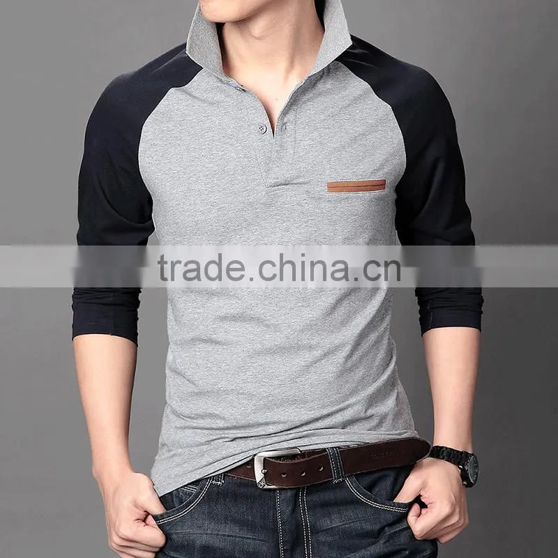 two-tone men Long sleeve polo shirts wholesale china